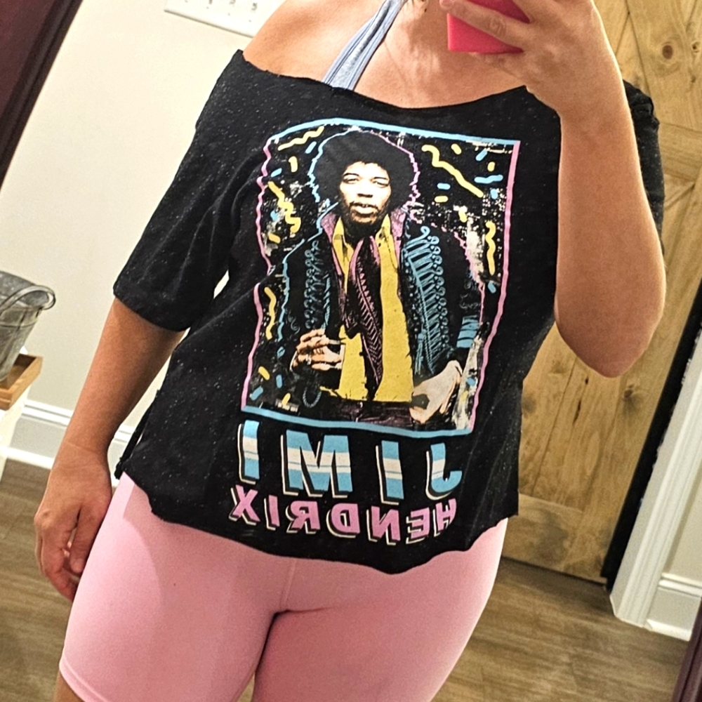 Jimi Hendrix Black Graphic Tee Size Medium Off Shoulder